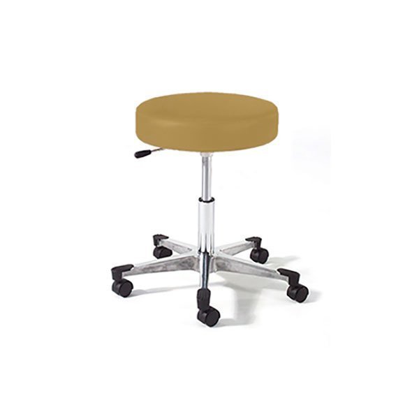 Midcentral Medical Physician Stool w/ Aluminum Base, Knob Handle, Crst. Backrest, Ht.-Med., Brown MCM871-CB-HM-BRN